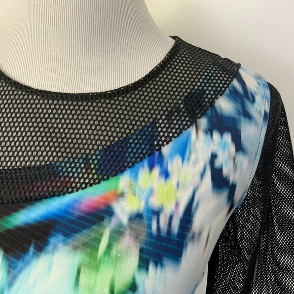 Elie Tahari Black Floral Scuba Mash Short Sleeve Top Sz S - Picture 6 of 16